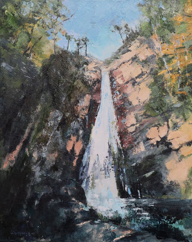 Autumn Falls, Acrylic on Canvas, 20" x 16" (2020)