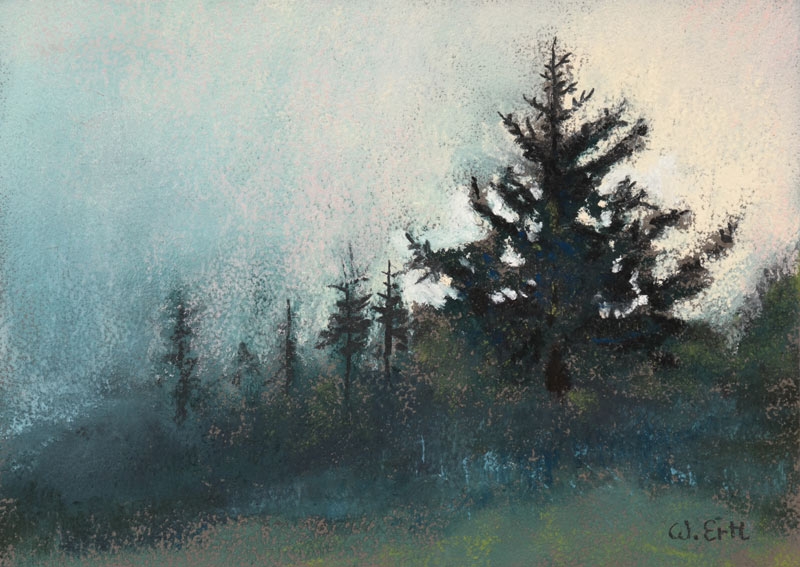 Evening Fog, Pastel, 5" x 7" (2018)